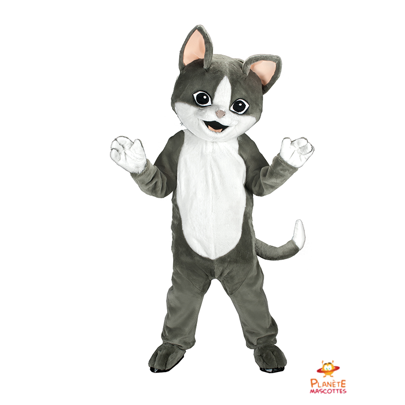 Mascota de gato gris Planète Mascottes