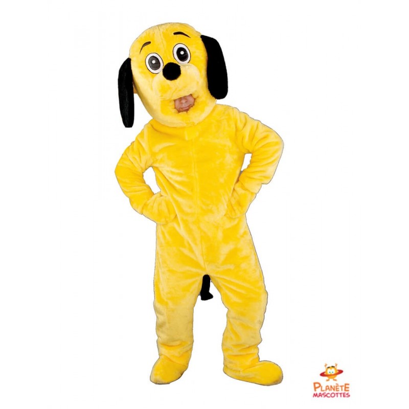 Mascotte chien jaune Planète Mascottes